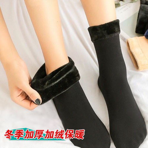 秋冬季袜子女中筒长筒光腿肉色加绒加厚短袜抖音漏露脚踝神器雪地